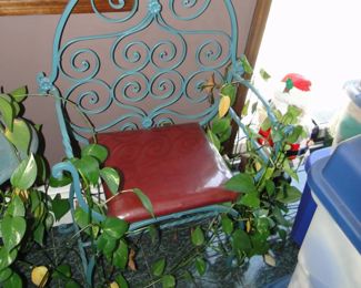 Pair of blue iron chairs