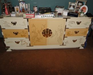 Asian lacquer long dresser 74x31x18