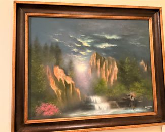 Waterfalls - Artist E. Anthony - 2019 (woman on horse in bottom right corner)