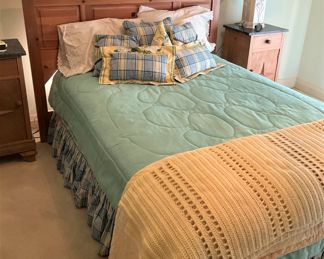 Full bed; custom bedding