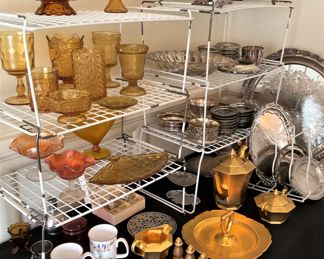 Amber glass; Carnival glass; silverplate selections