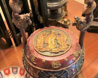 Asian basket with dramatic handle