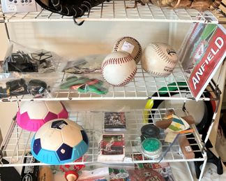 Baseball gloves, balls, miscellaneous toys