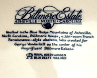 Biltmore Estate - Asheville, North Carolina (It is America's largest home and was built by George Vanderbilt.) The plate is Blue Delft of Holland.