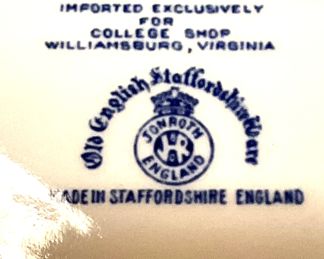 Imported exclusively for the College Shop, Williamsburg, Virginia - made in Staffordshire, England