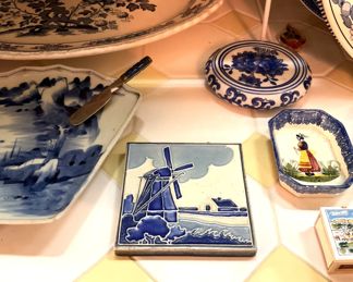 Dutch trivet; small dishes from Quimper, France