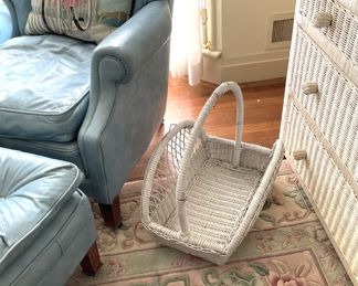 White wicker basket - great for books or magazines