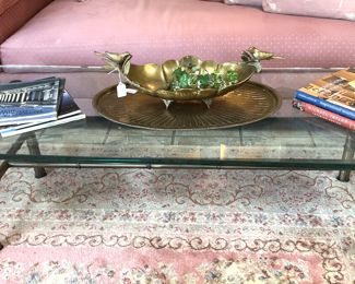 Glass and brass coffee table
