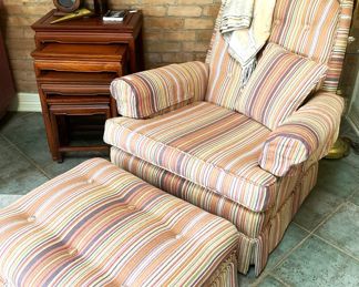 Club chair and matching ottoman and pillow