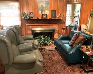 Green leather furniture