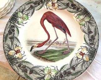 China plate from England - American Flamingo - "The Birds of America" from the original drawings by John James Audubon