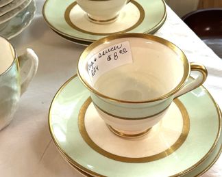 China cup & saucers made by Pope-Gosser in the 1940's “Spring Gold Coin”