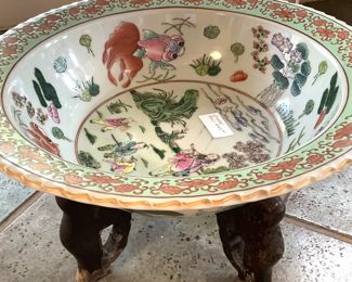 Asian bowl and wooden stand