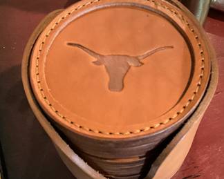 Longhorn leather coasters (Carol was a Longhorn, and Rush was an Aggie!)