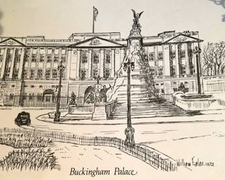 Buckingham Palace one of several sketches by Artist William Eales (1972)