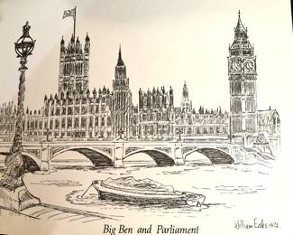 Big Ben and Parliament by Artist William Eales (1972)