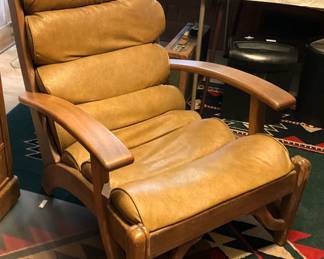 Gold leather upholstered chair