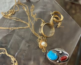 14k, Sterling and costume jewelry