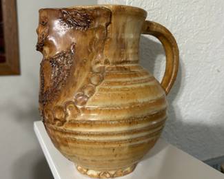 Unusual man head pottery pitcher - vintage
