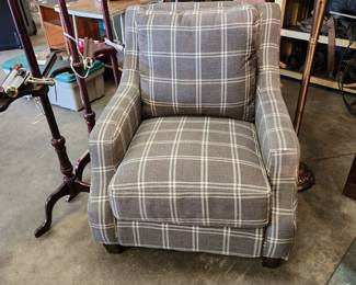 Great Grey plaid club chair