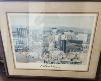 Chattanooga watercolor print signed . By: Wayne Wu  A.W.S
