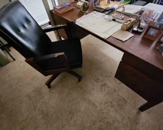 Several MCM desk, credenza, and office chairs