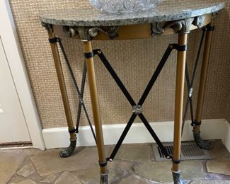 Metal and Marble Demilune Table