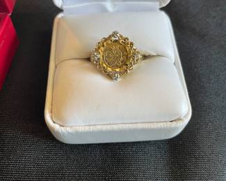 Gold, panda coin ring