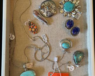 Sterling, Kingman, turquoise, and  other silver items