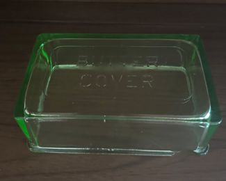 Uranium Glass Butter Cover