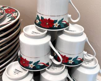 Tienshan Christmas dishes - 4-pc place setting for 12