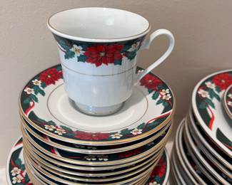 Tienshan Christmas dishes - 4-pc place setting for 12