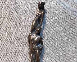 S. W. A. Lectings , singed Brass Man and Woman nude  Art Deco letter opener 