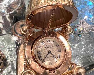 Chass mini brass egg desk clock