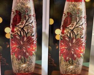 Elec. Lighted Christmas tall glass jar  - New in box