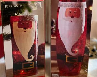 Elec. Lighted Santa tall glass jar 