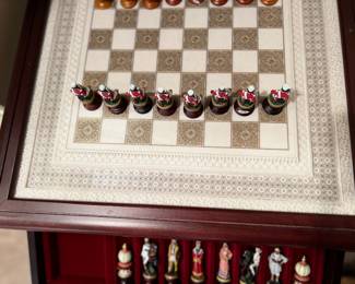 Chess table w/storage for chess pieces 
