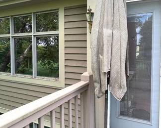 Patio table w/6 chairs, umbrella and stand