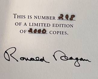 Signed Ronald Ragan "An American Life" book #298/2000 - by Simon & Schuster - w/wooden case & 4 cassettes - in perfect condition 