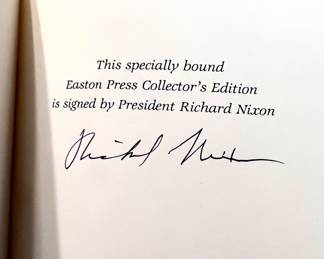 Signed "The Memoirs of Richard Nixon" - Leather bound Easton Press Collector's Edition 