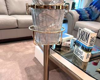 Vtg. MCM Heavy glass Champagne ice bucket and stand 