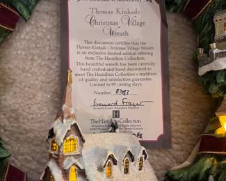 Thomas Kincade lighted Christmas Village wreath 