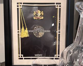 Original framed menu from the Orient Express 