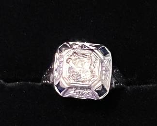 Vtg. 14K and Diamond W/Sapphires ring