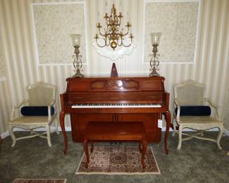 Like-New Yamaha Upright Piano, French Armchairs