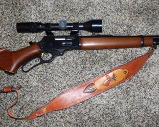 Marlin Model 336, 30-30 Cal Lever Action with Scope & Leather Shoulder Strap