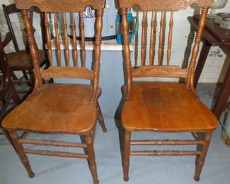Pressed Back Oak Chairs