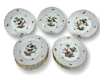(14) Herend Rothschild Bird Service Plates Charger