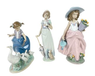 (3) Lladro Girls W/ Box