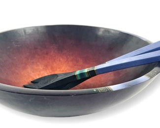 Peggy Potter Painted Wood Salad Bowl & Serving